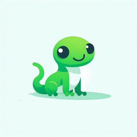 Cute cartoon green snake on a light background. Vector illustration.のイラスト素材