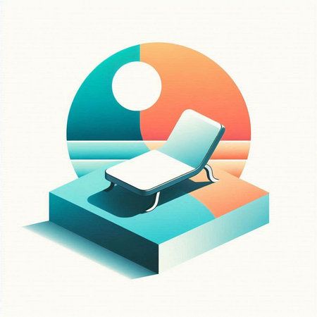Beach chair on the beach. Vector illustration. Eps 10.のイラスト素材
