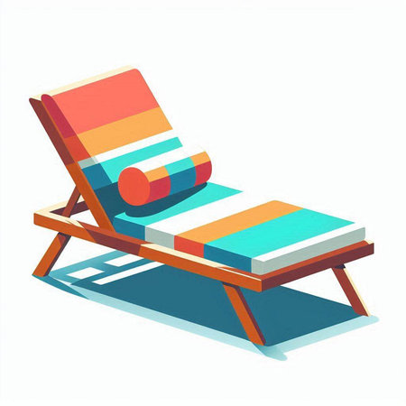 Illustration of a deck chair on a white background. Vector illustration.のイラスト素材