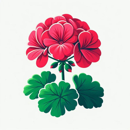 Red geranium on a white background. Vector illustration, EPS 10のイラスト素材