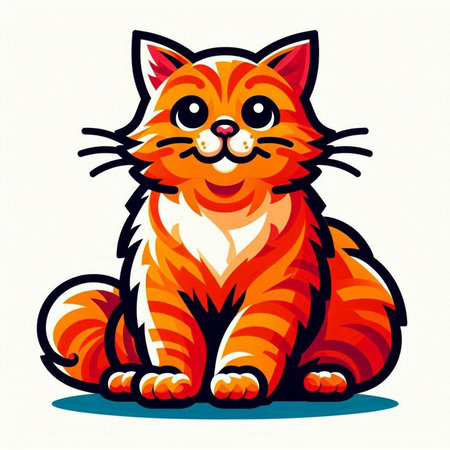 Cute red cat isolated on a white background. Vector illustration.のイラスト素材