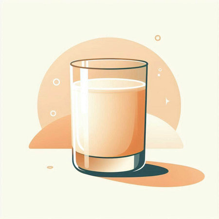 glass of milk on a light background. Vector illustration in flat styleのイラスト素材