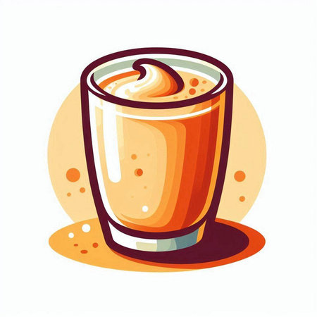 Illustration of a glass of coffee with cream on a white backgroundのイラスト素材