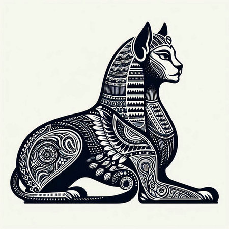 Egyptian horse. Hand drawn vector illustration for tattoo or t-shirt designのイラスト素材
