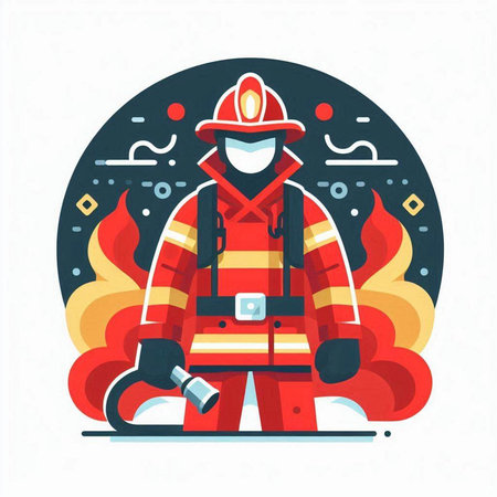 Firefighter, fireman, fireman, firefighter vector illustration.のイラスト素材