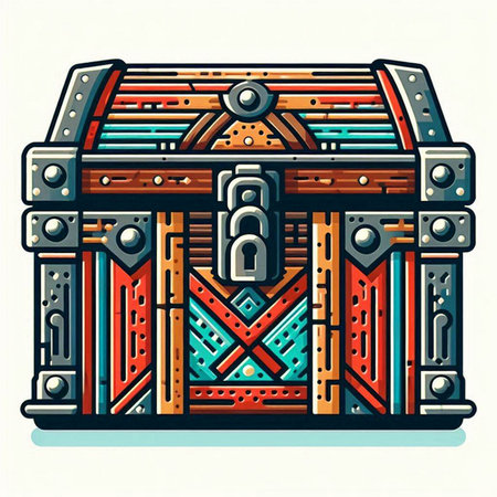 Wooden chest with keyhole. Vector illustration in retro style.のイラスト素材