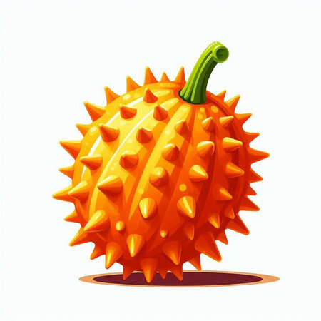 Kiwano fruit isolated on white background. Vector cartoon illustration.のイラスト素材