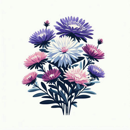 Flower bouquet of chrysanthemums. Vector illustration.のイラスト素材