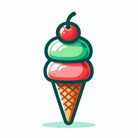 Ice cream in a waffle cone on a white background. Vector illustration.のイラスト素材