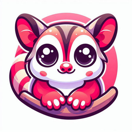 Cute kawaii dog in a circle. Vector illustration.のイラスト素材