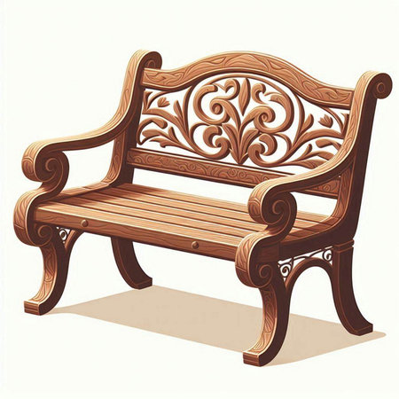 Wooden bench in the style of Baroque. Vector illustrationのイラスト素材