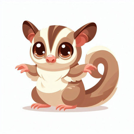 Cute cartoon sugar glider isolated on white background. Vector illustration.のイラスト素材