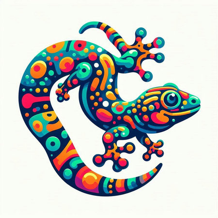 Colorful gecko on white background. Vector illustration. Eps10のイラスト素材