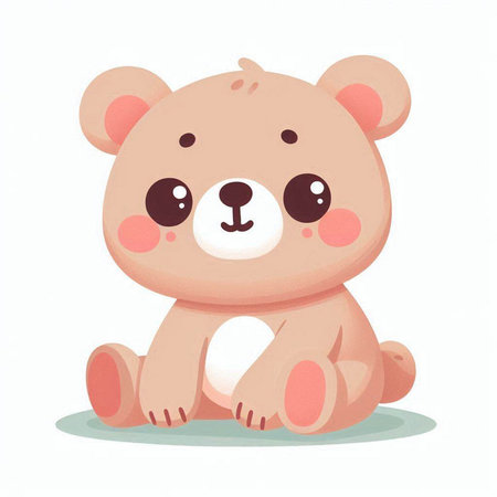 Cute teddy bear sitting on the ground. Vector illustration.のイラスト素材