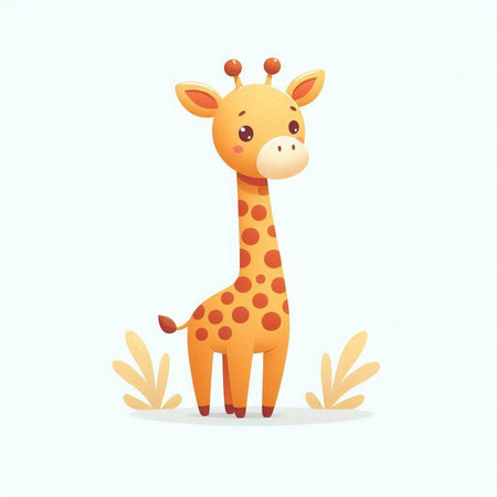 Cute cartoon giraffe isolated on white background. Vector illustration.のイラスト素材