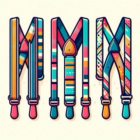 Colorful hand drawn letter M with ethnic ornaments. Vector illustration.のイラスト素材