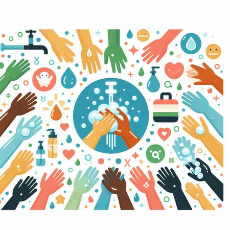 Coronavirus prevention concept. Washing hands. Vector illustrationのイラスト素材