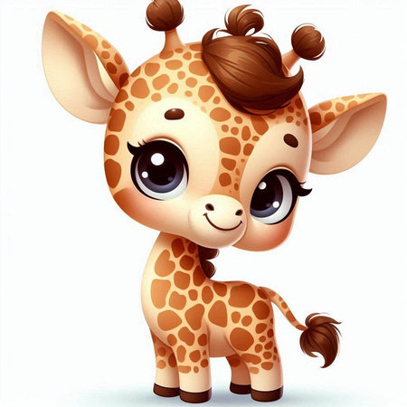 Cute giraffe cartoon isolated on white background. Vector illustration.のイラスト素材