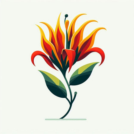 Vector illustration of a red and orange flower on a white background.のイラスト素材