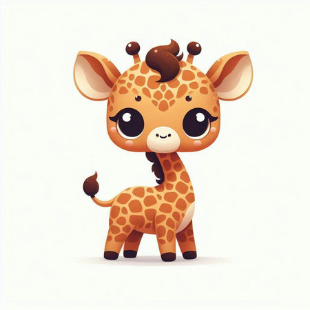 Cute cartoon giraffe isolated on white background. Vector illustration.のイラスト素材