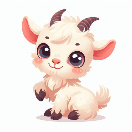 Cute cartoon goat. Vector illustration isolated on a white background.のイラスト素材
