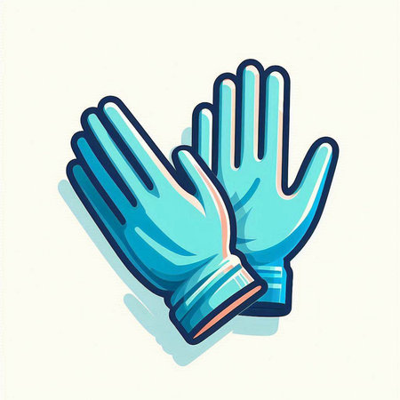 Blue rubber gloves isolated on a white background. Vector illustration in cartoon style.のイラスト素材