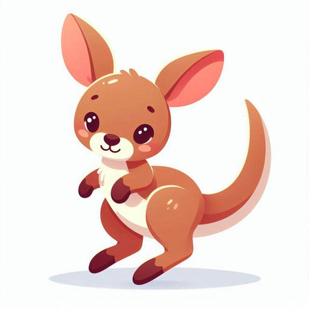 Kangaroo cartoon character. Cute kangaroo vector illustrationのイラスト素材