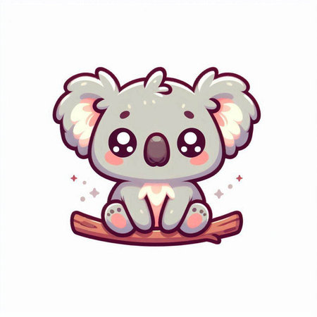 Cute koala on a white background. Vector illustration in cartoon style.のイラスト素材