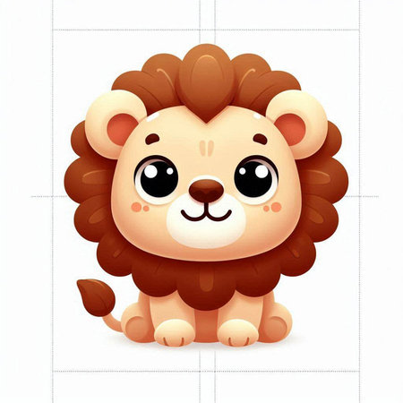 Cute cartoon lion. Vector illustration of a cute little animal.のイラスト素材