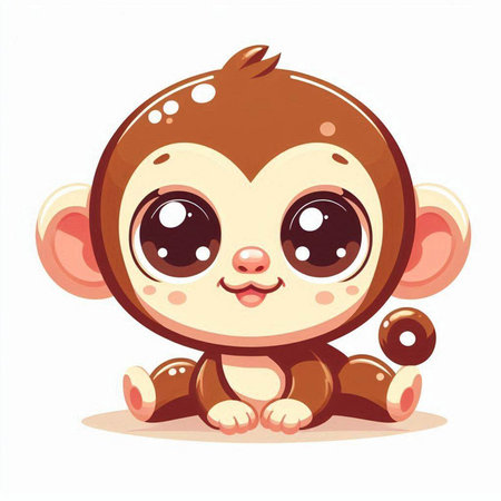 Cute cartoon monkey. Vector illustration isolated on a white background.のイラスト素材