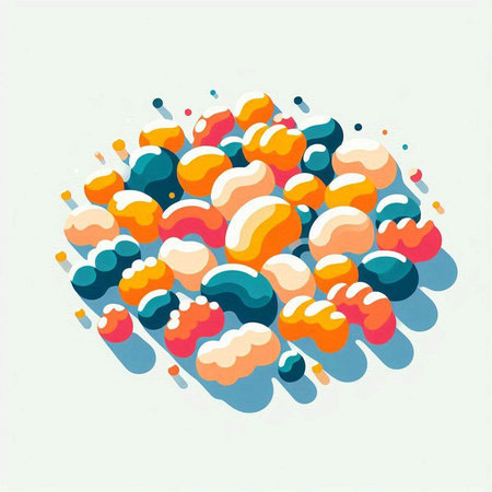 abstract colorful background with circles and dots in retro style, vector illustrationのイラスト素材