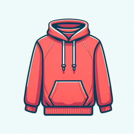 Red hoodie with a hood on a light background. Vector illustrationのイラスト素材