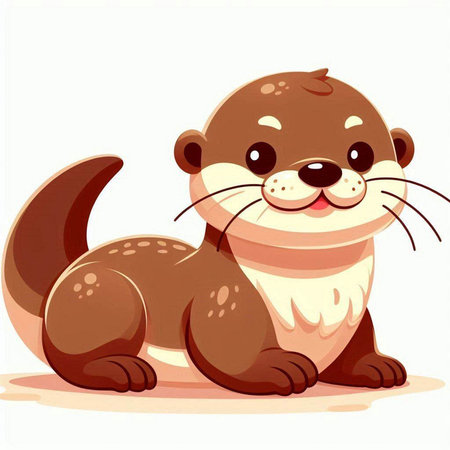 Cute otter on a white background. Vector illustration in cartoon style.のイラスト素材