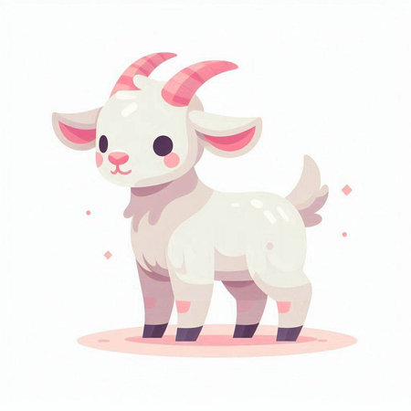 Cute cartoon baby goat. Vector illustration on a white background.のイラスト素材
