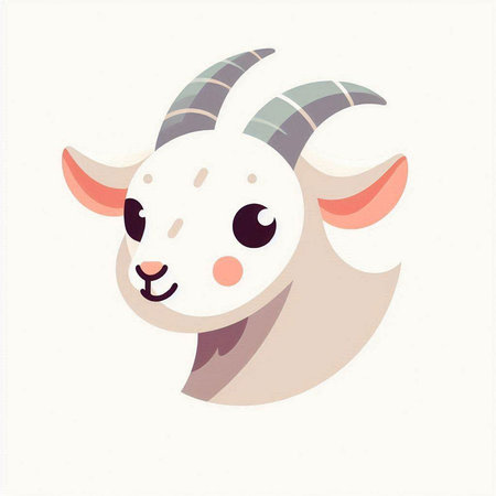 Cute cartoon goat. Vector illustration in a flat style. Isolated on white background.のイラスト素材