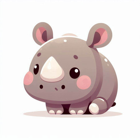 Cute cartoon hippo. Vector illustration isolated on white background.のイラスト素材
