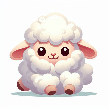 Cute cartoon sheep. Vector illustration isolated on a white background.のイラスト素材