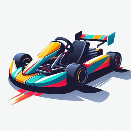 Cartoon karting race car on white background. Vector illustration.のイラスト素材
