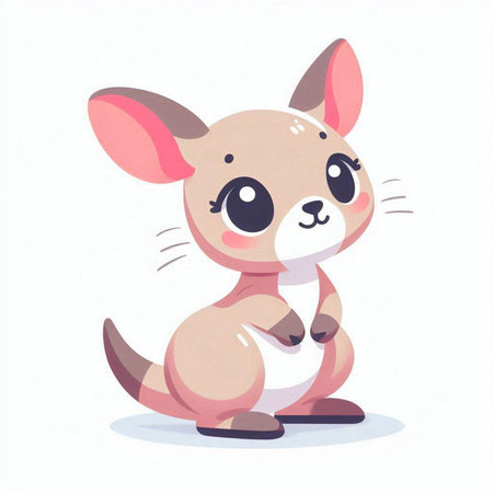 Cute cartoon kangaroo. Vector illustration isolated on white background.のイラスト素材