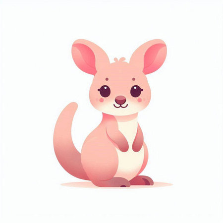 Kangaroo cartoon character. Cute kangaroo vector illustration.のイラスト素材