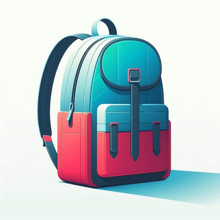 Illustration of a red and blue backpack on a white background.のイラスト素材