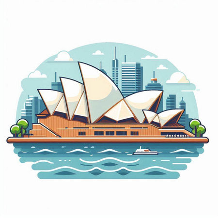 Sydney Opera House in flat style. Vector Illustration.のイラスト素材