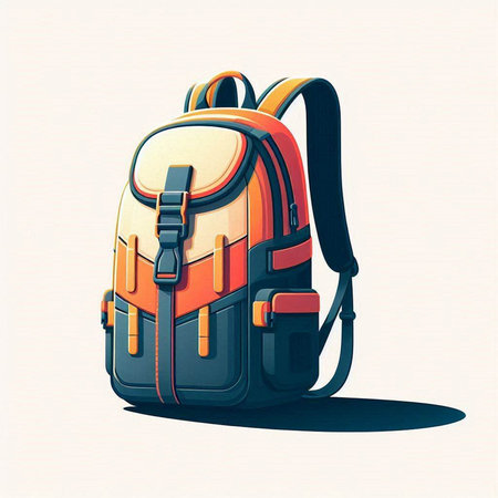 Backpack on a white background. Vector illustration in retro style.のイラスト素材