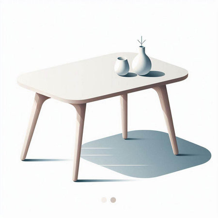 table and vase on a white background, 3d illustration.のイラスト素材