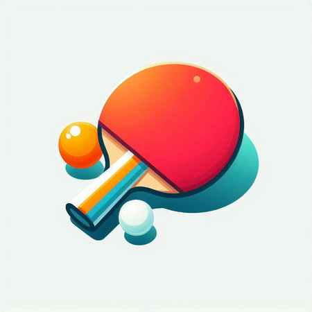 table tennis icon, vector illustration. Flat design style with long shadowのイラスト素材