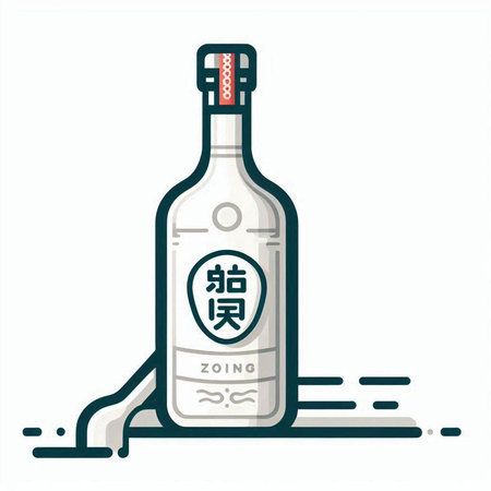 chinese wine bottle isolated on a white background, vector illustration.のイラスト素材