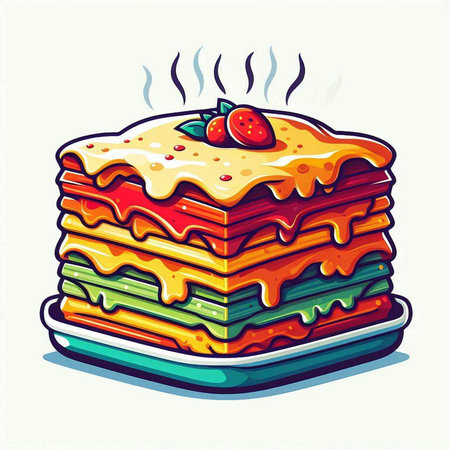 illustration of a stack of multicolored pancakes on a white backgroundのイラスト素材