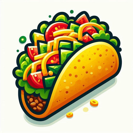 Illustration of a mexican taco on a white background.のイラスト素材