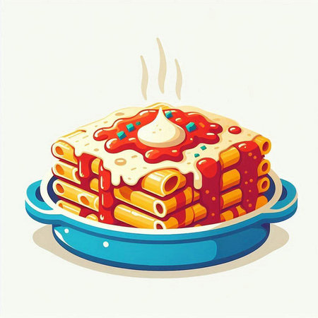 illustration of a stack of pancakes on a plate with ketchupのイラスト素材