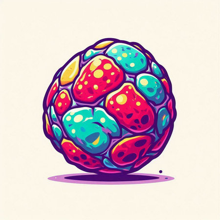 Illustration of an abstract colorful planet. Colorful vector illustration.のイラスト素材